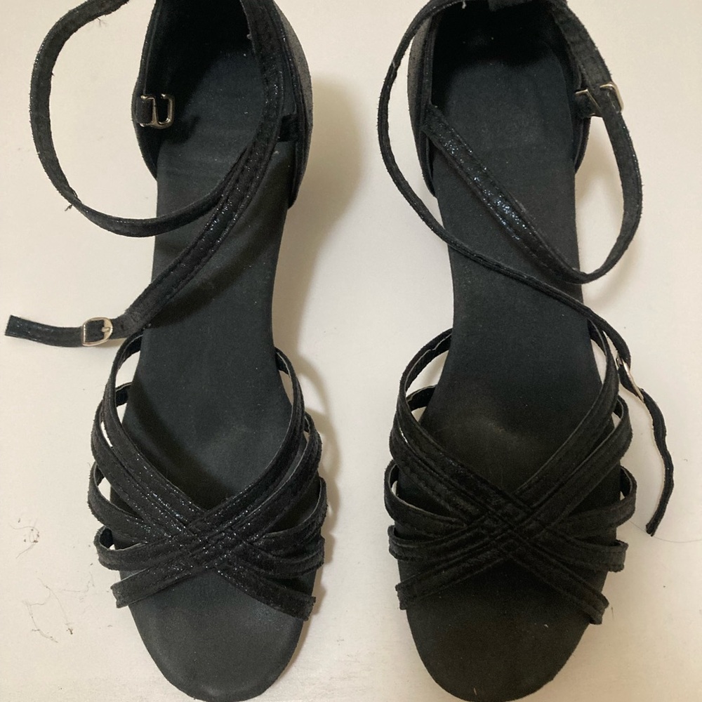 Ladies Latin style unbranded ballroom shoes, Black, 38